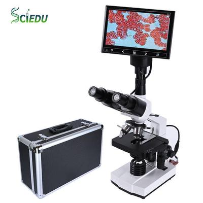 SCIEDU 7-inch LCD Digital Camera Blood Cells Microscope Trinocular Biological Lab USB Led Compound Microscope