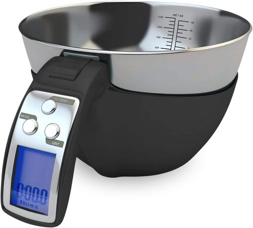Digital Kitchen Food Scale with Bowl (Removable) Measuring Cup - Stainless Steel Back Light Cooking Baking Gym Diet Precise