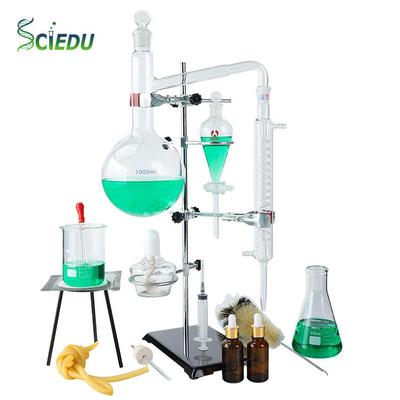 SCIEDU Distillation glassware Set Chemistry Lab Borosilicate Glass Lab Beaker AACH097 1000ml Heavy Wall Distillation Kit