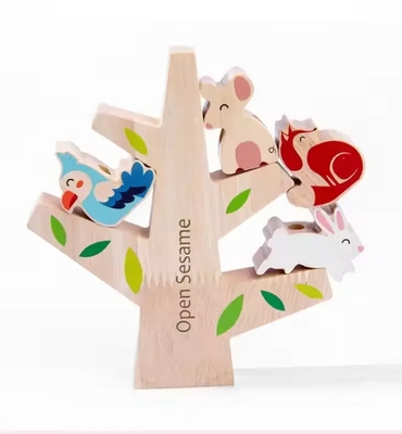 Educational Children Wooden Animal Shape Building Blocks Colorful Stacking Balance Game Toy for Kids