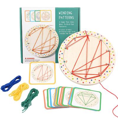 Wooden Toy Early Education Teaching Children's Toys Sensory Training Geometric Creative Wooden Threading Nail Board