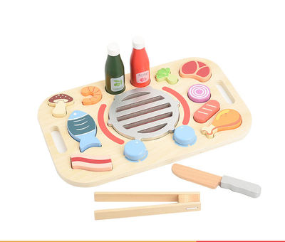 Wooden Kids Toys Tableware Play Simulated Kitchen Toy Set Barbecue Party Other Educational Toys