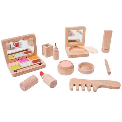 Wooden Kids Toys Tableware Play Wooden Simulation Makeup Bag Set Play House Toy Set Pretend Play Preschool
