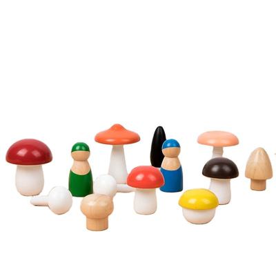 Wooden Kids Toys Tableware Playing House Christmas Toys Mushroom Toy Set Pretend Play Preschool