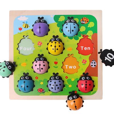 Wooden Ladybug Digital Cognitive Color Matching Three-dimensional Wooden Early Education Children's Ladybug Matching Board Toy