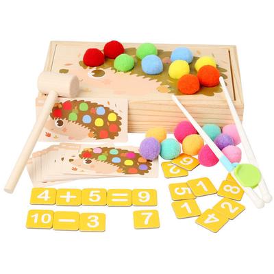 Wooden Toys Early Education Teaching Digital Cognition Hedgehog Knocks on the Stage Building Block Toys Other Educational Toy