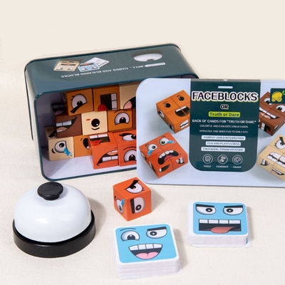 Wooden Toys Early Education Teaching Facial Expression and Face Changing Competition Building Blocks Other Educational Toy
