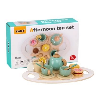 Wooden Kids Toys Pretend Play Preschool Playing house Play Set Dessert Cake Sales Tea Pot Cup