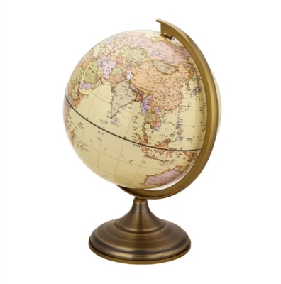 Vintage World Globe With Stand Classical Plastic PVC Political Educational 8 Inch Rotating Earth