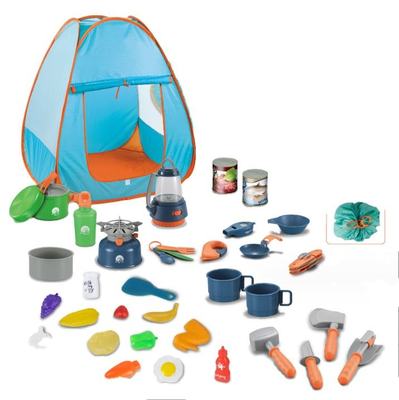 22pcs Pretend Play Preschool Camping Gear Toy Outdoor Adventure Cooking Play Set Kid Pop up Play Tent