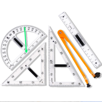 Geometry Tool 5 Set Clear Drafting Tools Mathematics Protractor Triangular Scale Ruler Math Classroom Teaching Measurement Set1